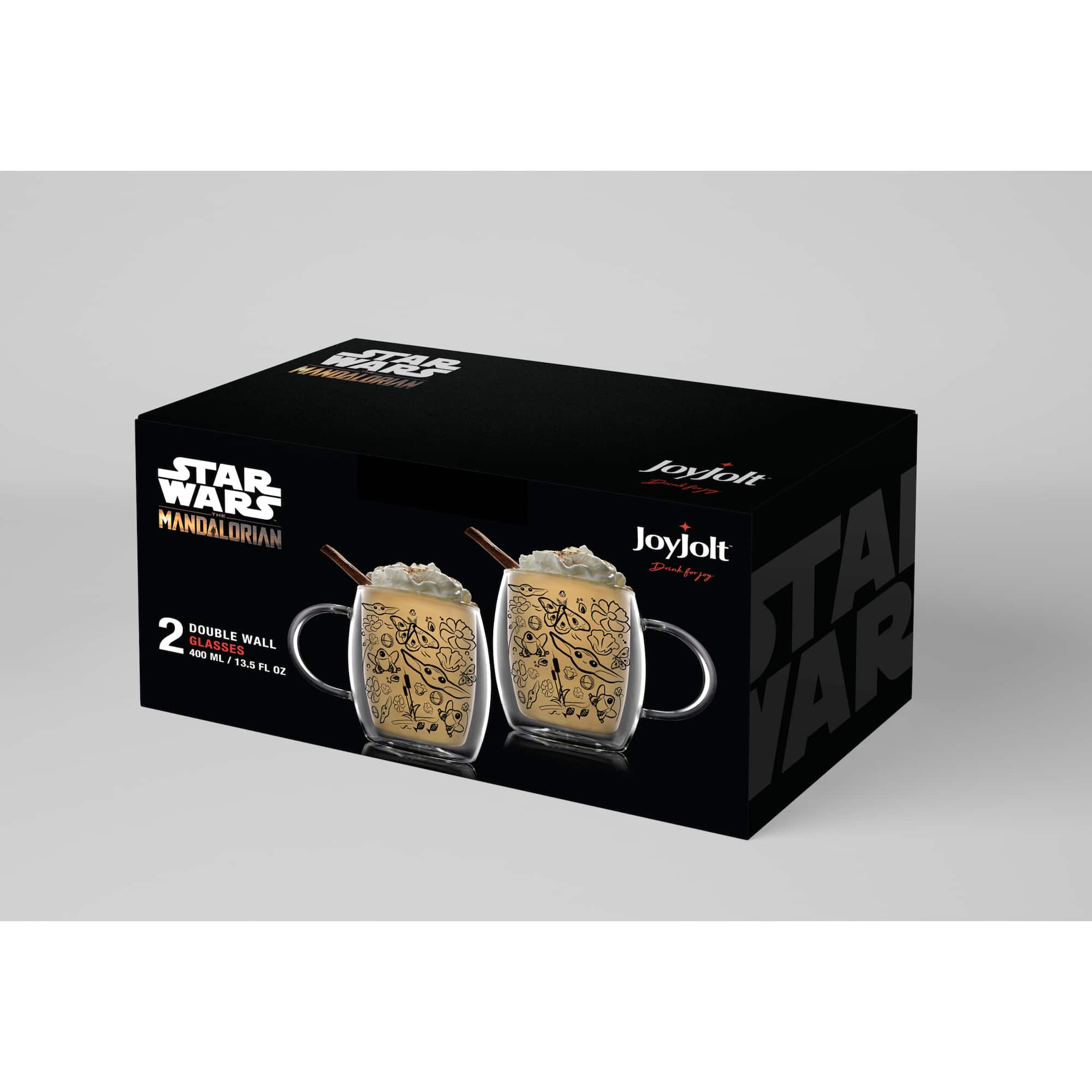 JoyJolt® Star Wars™ 13.5oz. Mandalorian The Child All Around Glass Mug Set, 2ct.